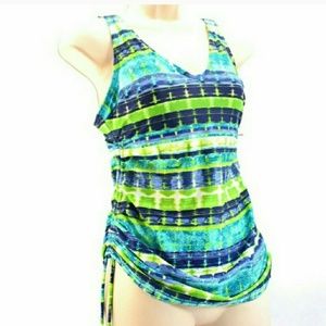 NWT Ocean Tankini Top with side drawstring